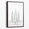Framed Salt Lake Temple Canvas Print - Portrait - Main - Light