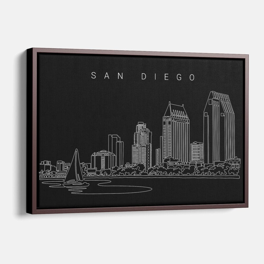 Framed San Diego Canvas Print - Main - Dark Framed San Diego Canvas Print - Main - Dark