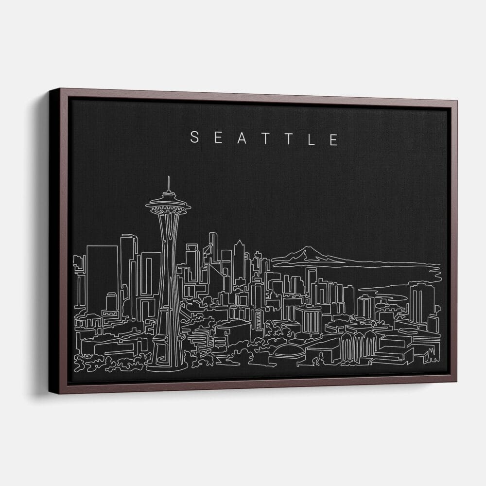 Framed Seattle Canvas Print - Main - Dark Framed Seattle Canvas Print - Main - Dark