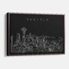 Framed Seattle Canvas Print - Main - Dark