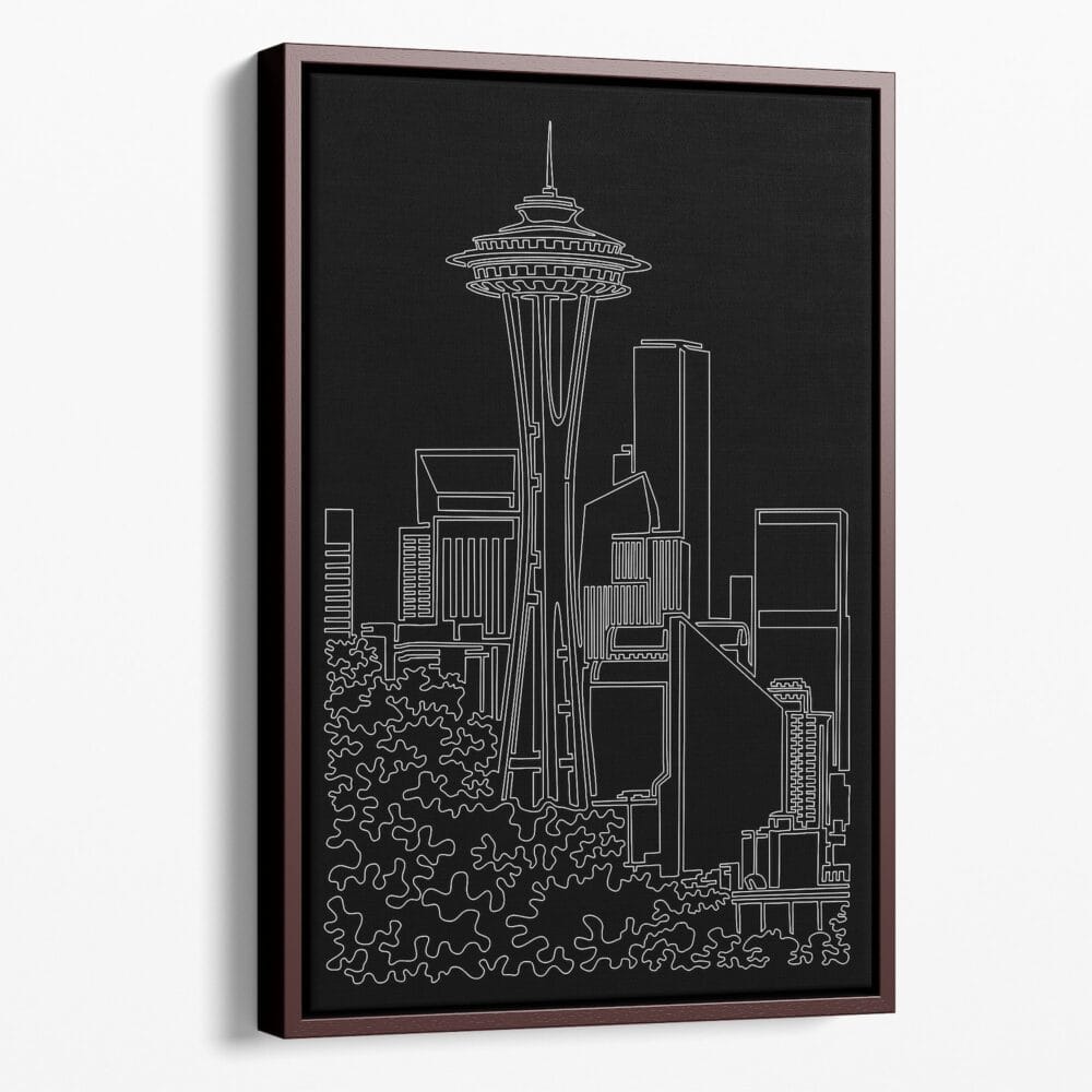Framed Seattle Space Needle Canvas Print - Portrait - Main - Dark Framed Seattle Space Needle Canvas Print - Portrait - Main - Dark