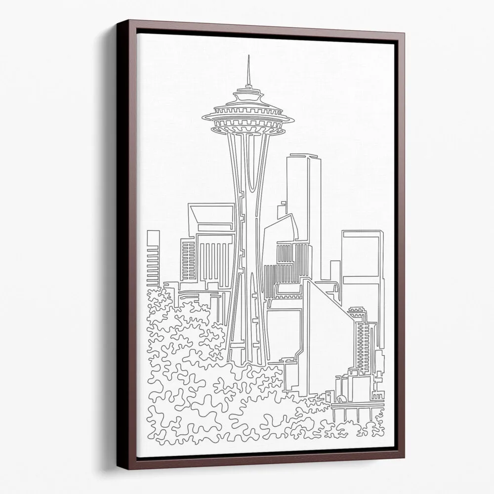 Framed Seattle Space Needle Canvas Print - Portrait - Main - Light Framed Seattle Space Needle Canvas Print - Portrait - Main - Light