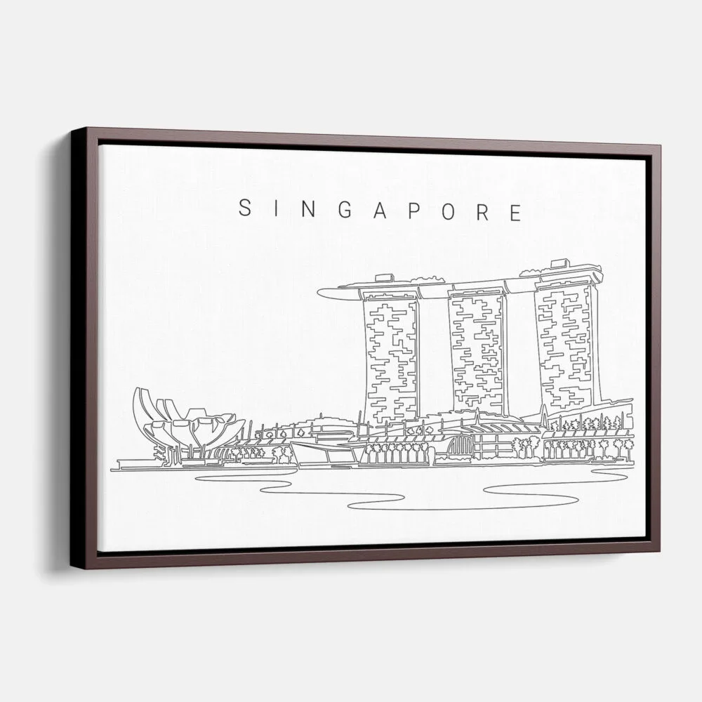 Framed Singapore Canvas Print - Main - Light Framed Singapore Canvas Print - Main - Light