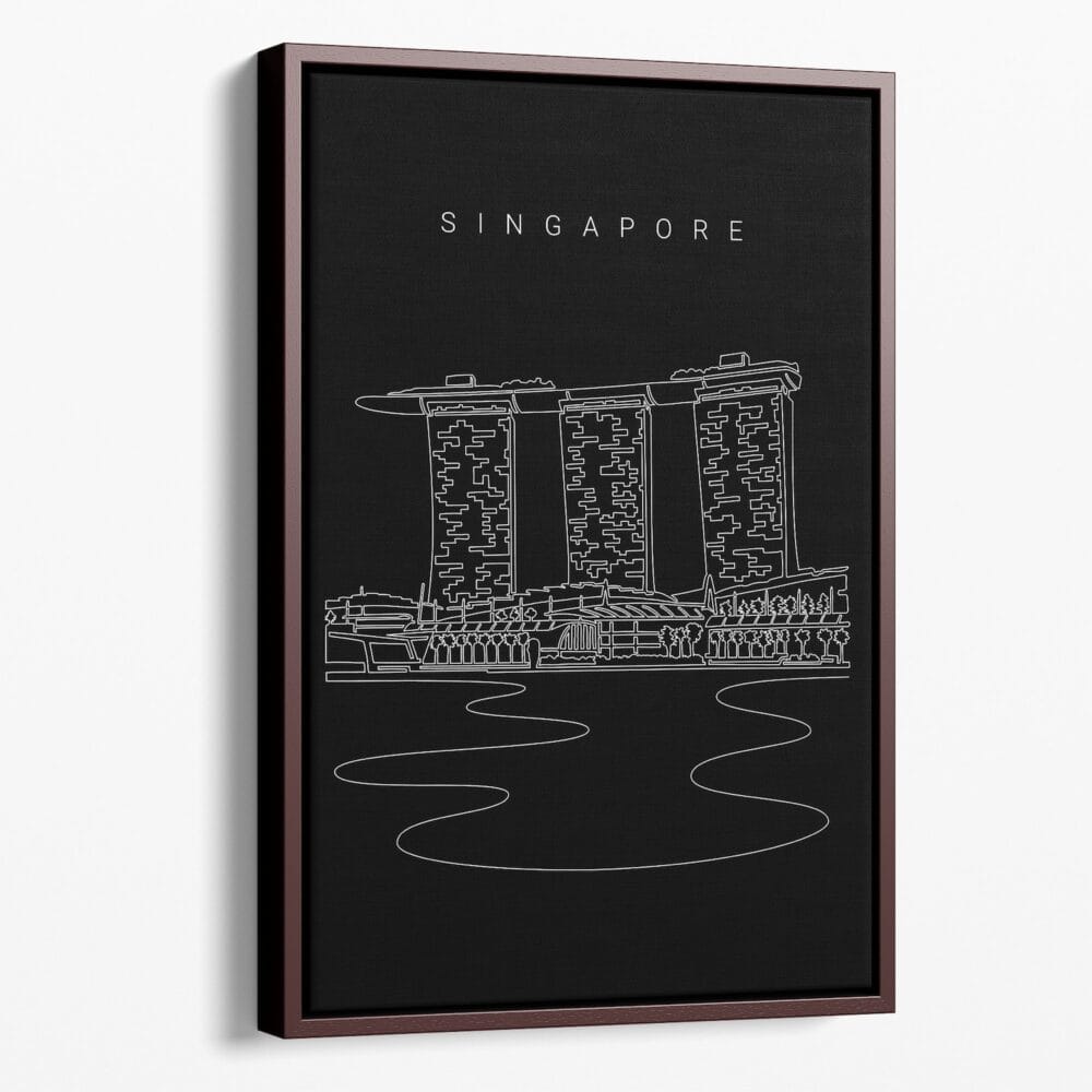 Framed Singapore Marina Bay Sands Canvas Print - Portrait - Main - Dark Framed Singapore Marina Bay Sands Canvas Print - Portrait - Main - Dark