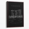 Framed Singapore Marina Bay Sands Canvas Print - Portrait - Main - Dark