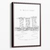 Framed Singapore Marina Bay Sands Canvas Print - Portrait - Main - Light