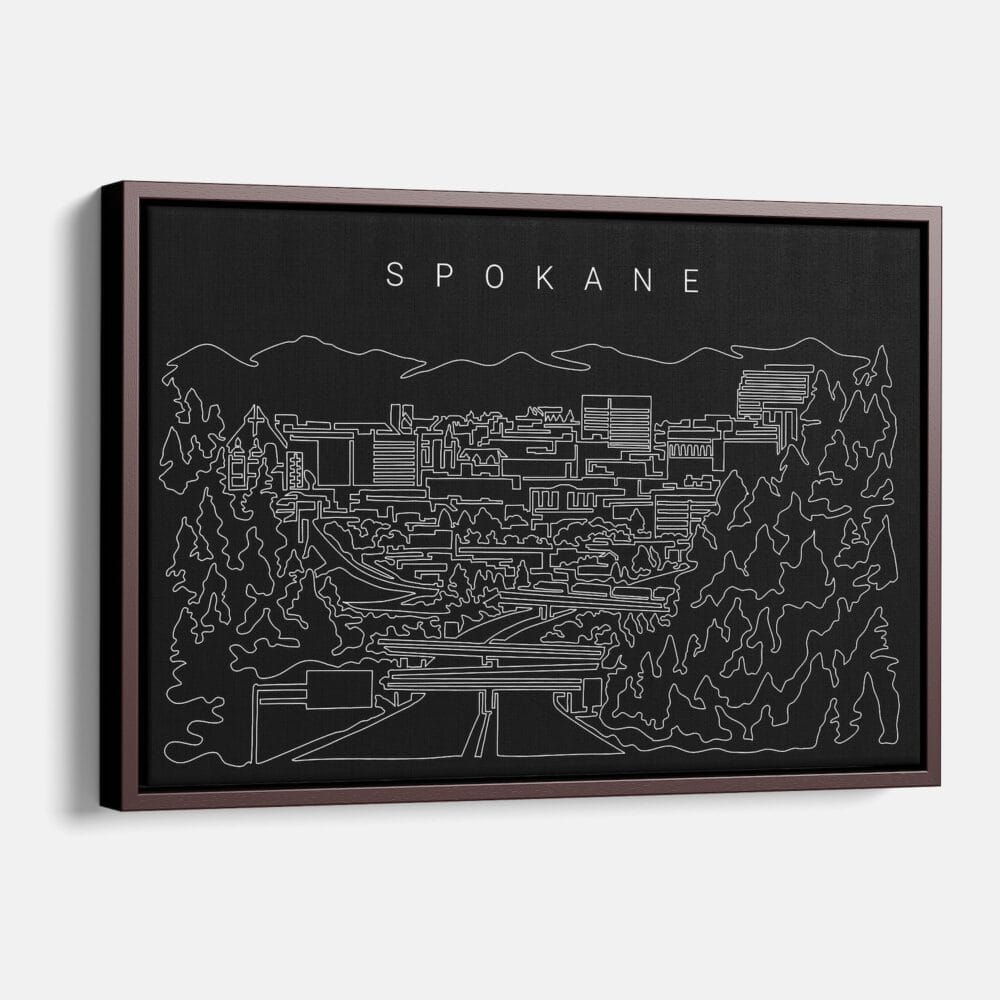 Framed Spokane Canvas Print - Main - Dark Framed Spokane Canvas Print - Main - Dark