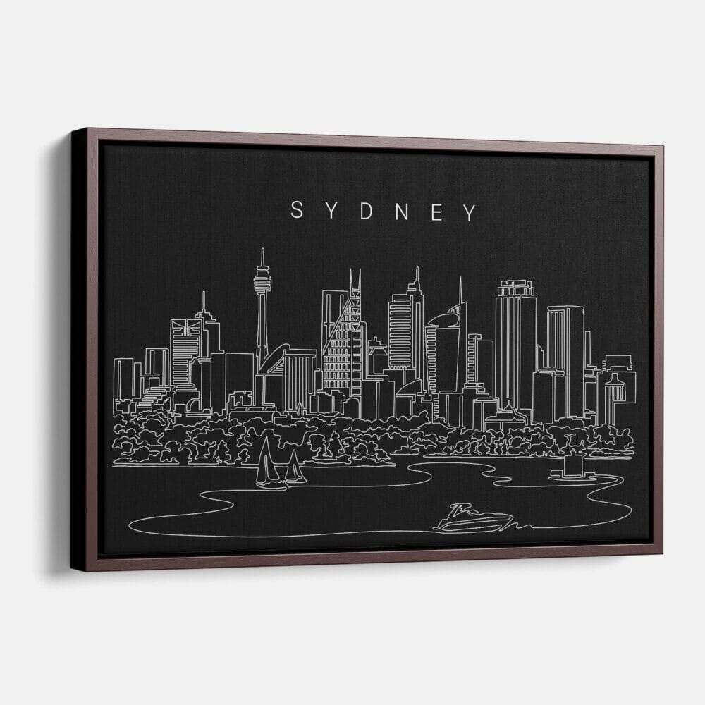Framed Sydney Skyline Canvas Print - Main - Dark Framed Sydney Skyline Canvas Print - Main - Dark