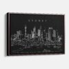 Framed Sydney Skyline Canvas Print - Main - Dark