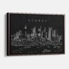 Framed Sydney Skyline Canvas Print - Main - Dark