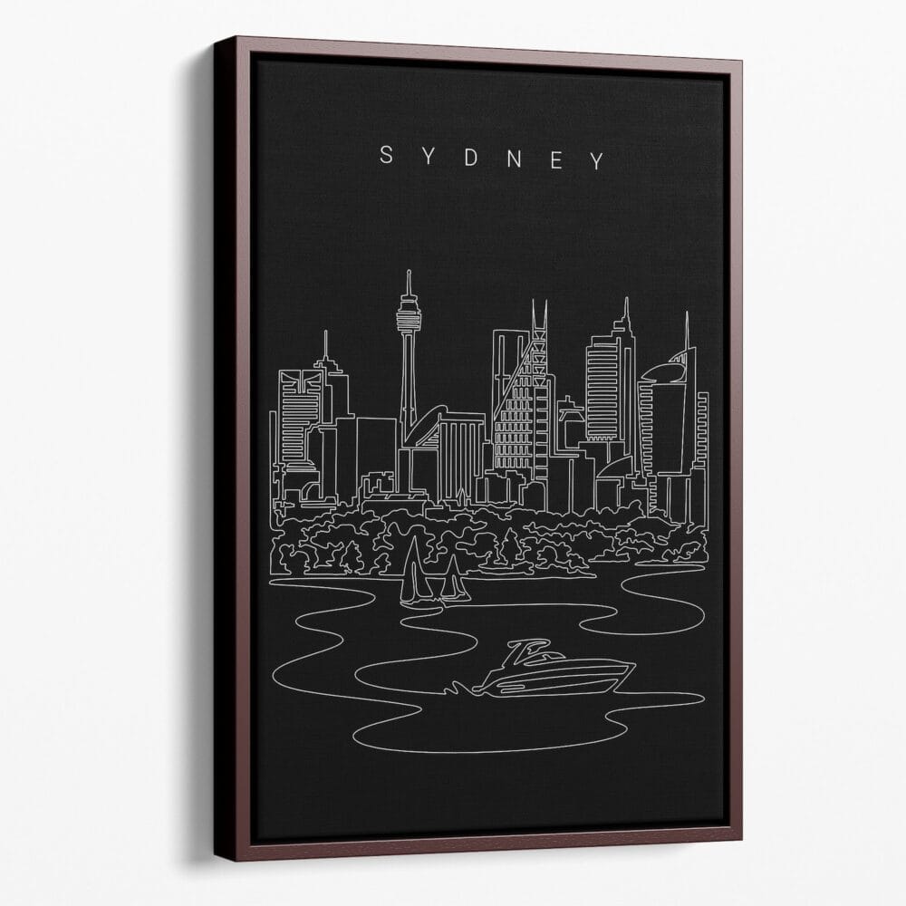 Framed Sydney Skyline Canvas Print - Portrait - Main - Dark Framed Sydney Skyline Canvas Print - Portrait - Main - Dark