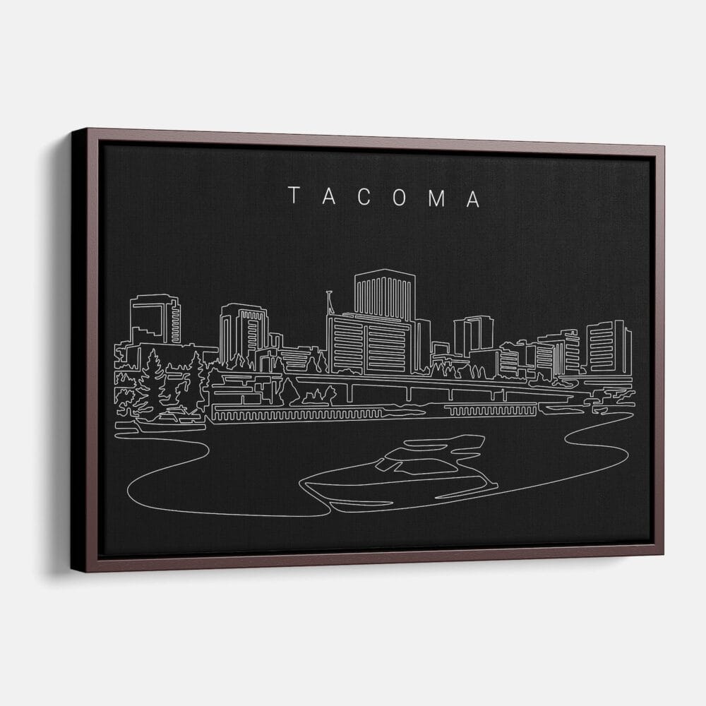 Framed Tacoma Canvas Print - Main - Dark Framed Tacoma Canvas Print - Main - Dark