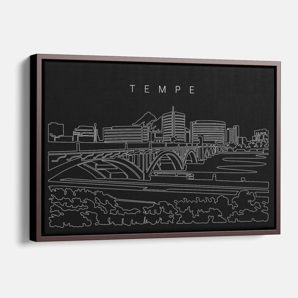 Framed Tempe Arizona Canvas Print - Main - Dark Framed Tempe Arizona Canvas Print - Main - Dark