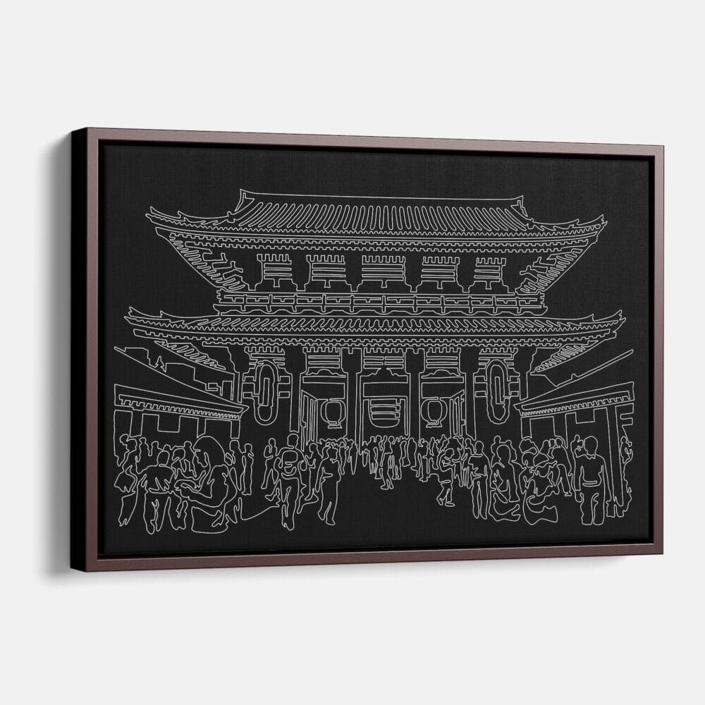 Framed Tokyo Senso Ji Temple Canvas Print - Main - Dark Framed Tokyo Senso Ji Temple Canvas Print - Main - Dark