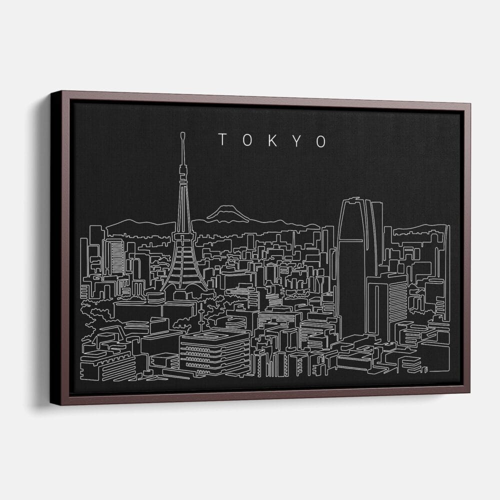 Framed Tokyo Skyline Canvas Print - Main - Dark Framed Tokyo Skyline Canvas Print - Main - Dark
