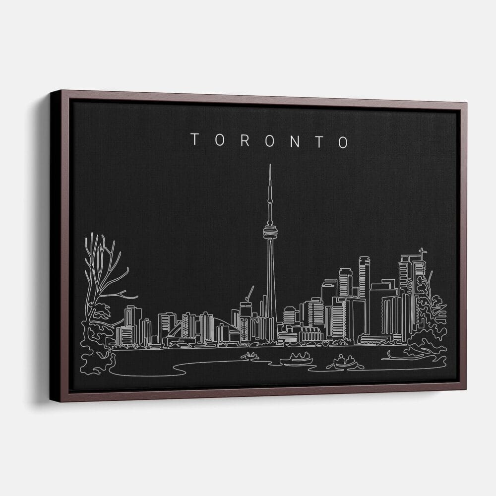 Framed Toronto Skyline Canvas Print - Main - Dark Framed Toronto Skyline Canvas Print - Main - Dark