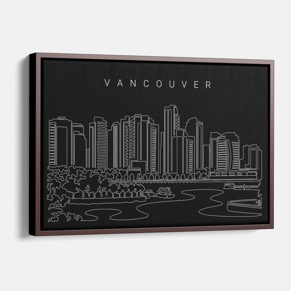 Framed Vancouver Canvas Print - Main - Dark Framed Vancouver Canvas Print - Main - Dark