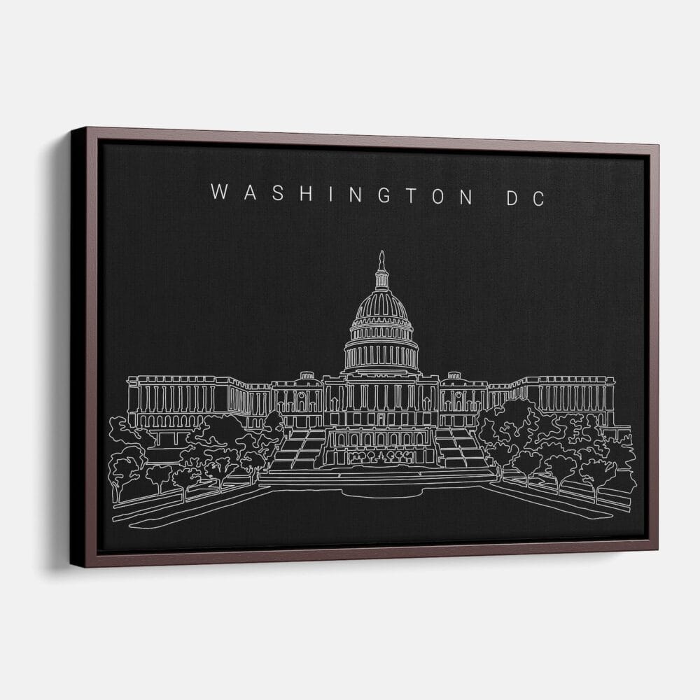 Framed Washington DC Canvas Print - Main - Dark Framed Washington DC Canvas Print - Main - Dark