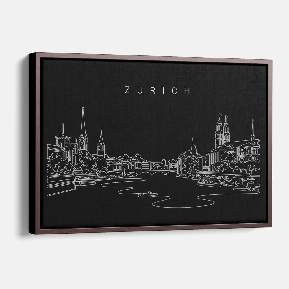 Framed Zurich Canvas Print - Main - Dark Framed Zurich Canvas Print - Main - Dark