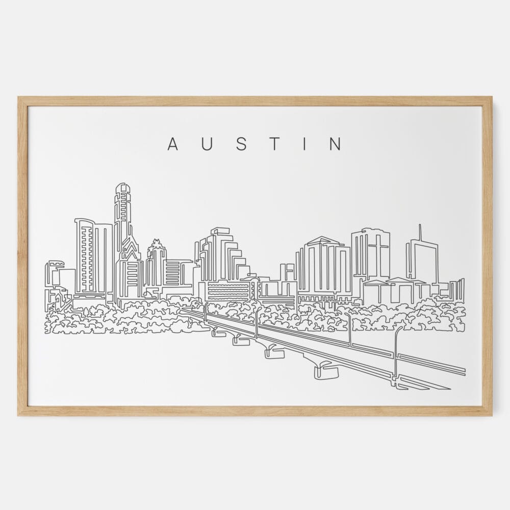 Framed Austin TX Art print - Landscape - Main