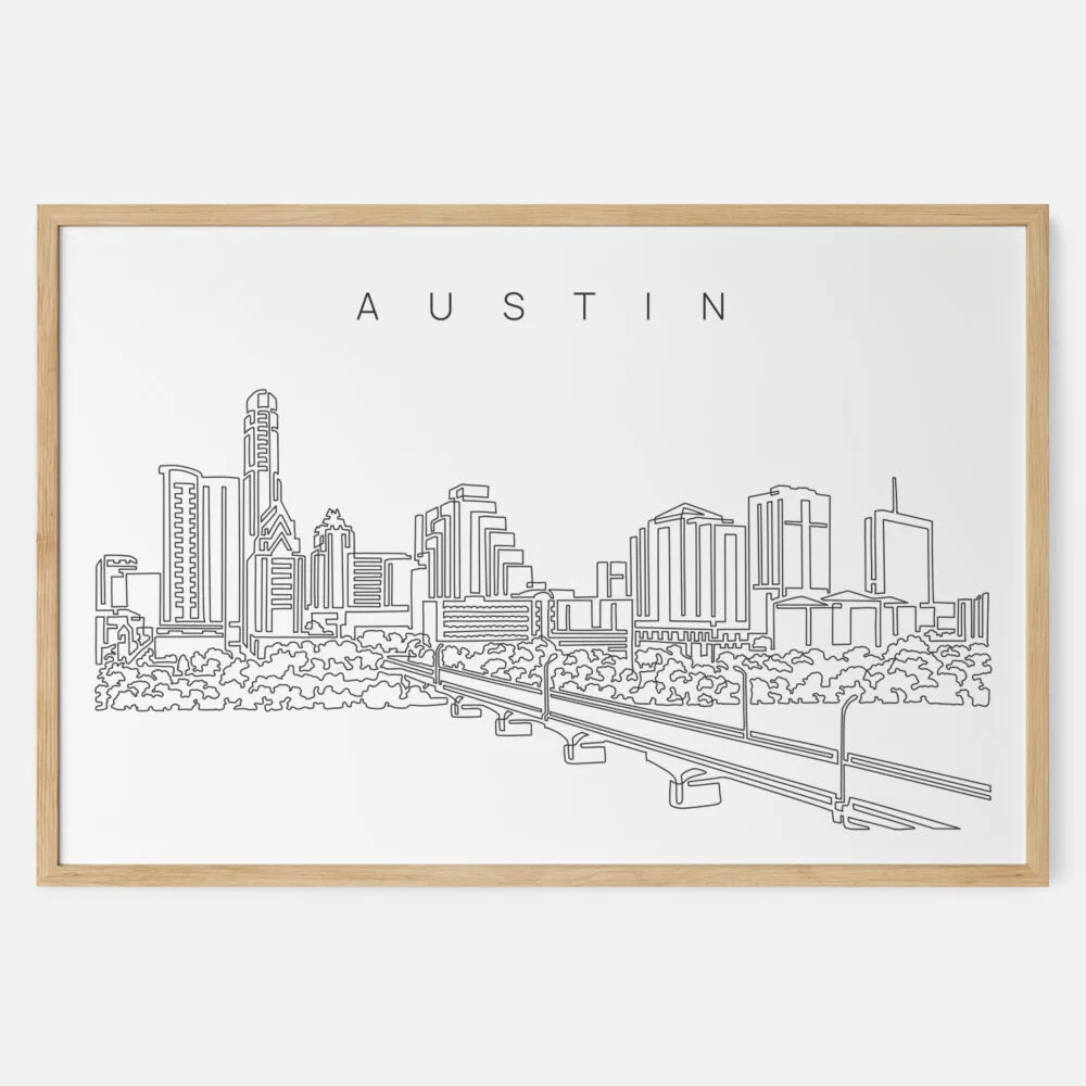 Framed Austin TX Art print - Landscape - Main