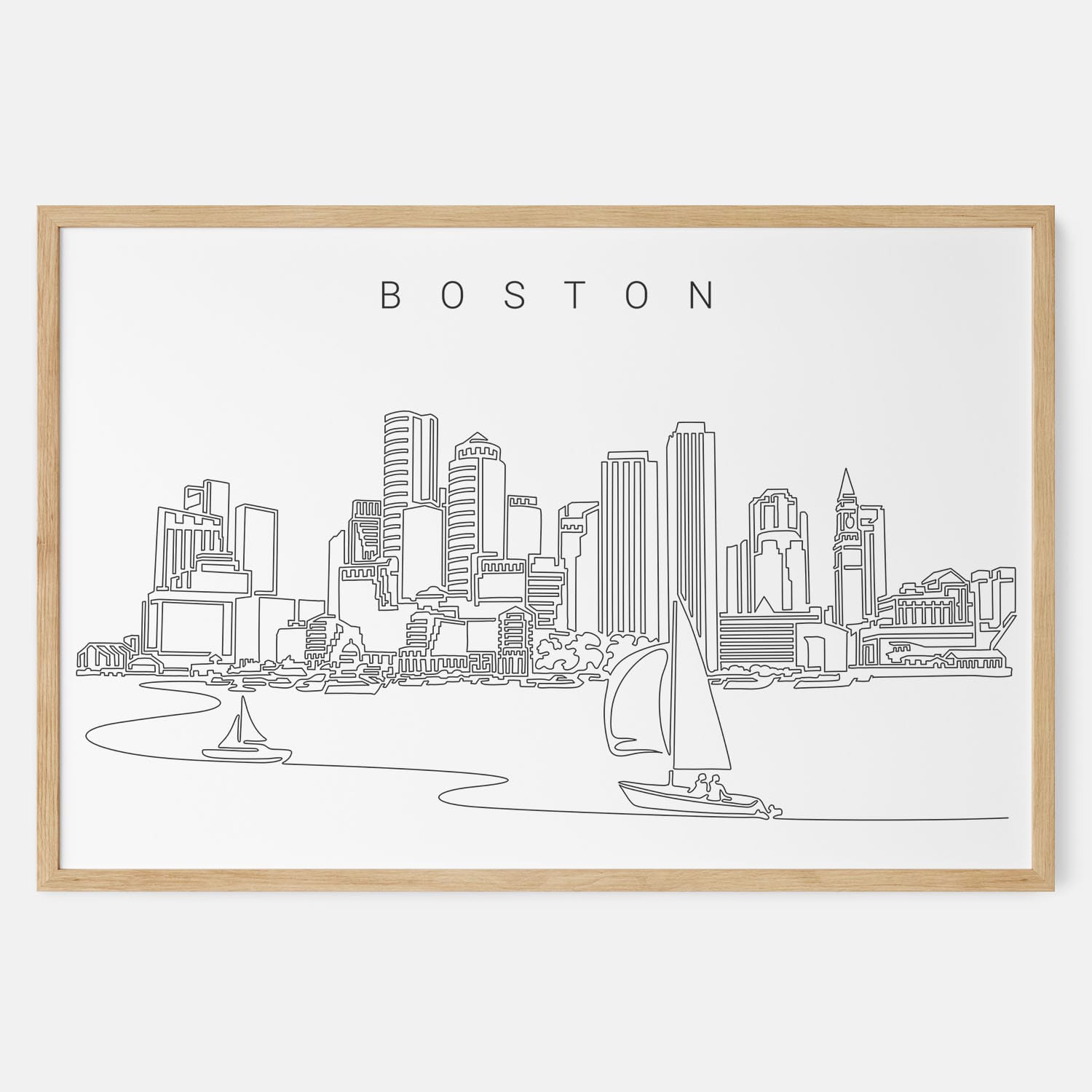 Framed Boston Harbor Art print Landscape Main