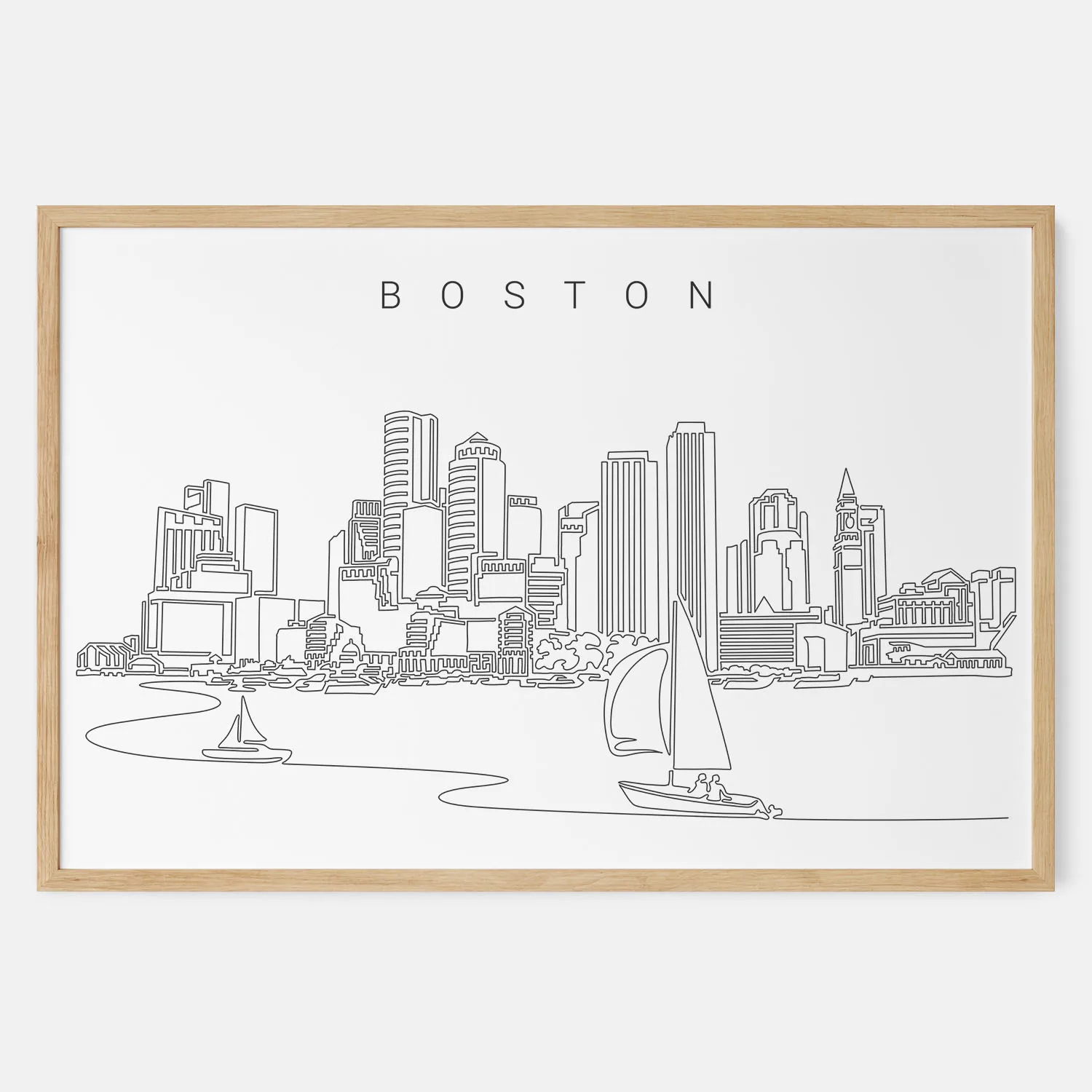 Framed Boston Harbor Art print Landscape Main