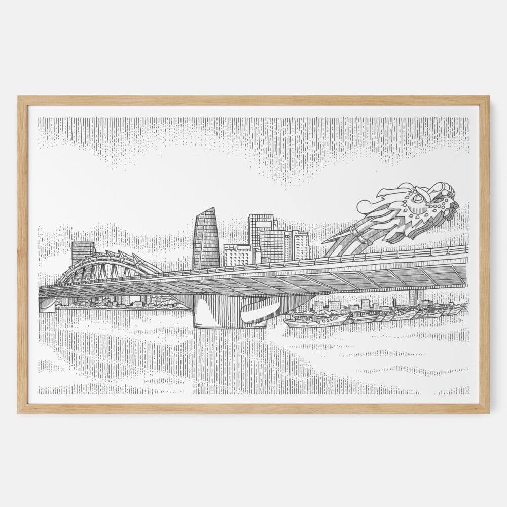 Framed Da Nang Dragon Bridge Art print - Landscape - Main