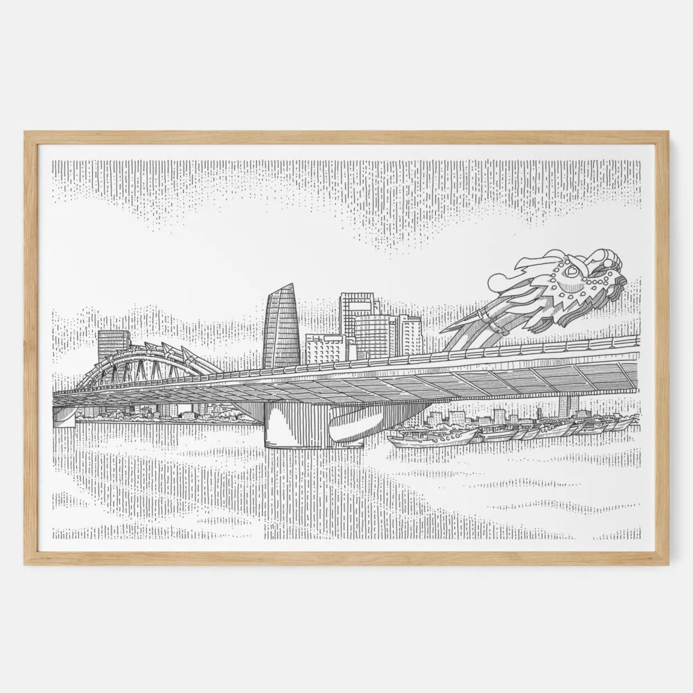Framed Da Nang Dragon Bridge Art print - Landscape - Main