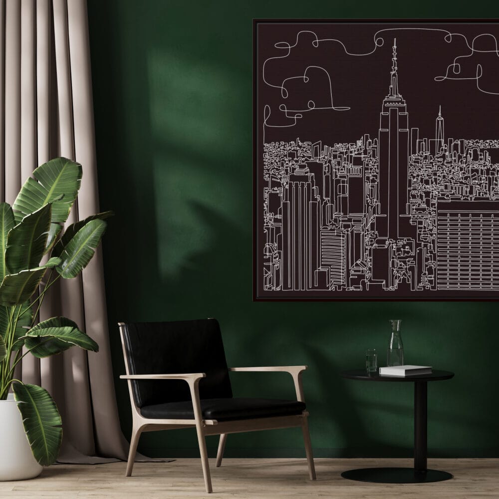 Framed Empire State Building Canvas Wall Art - Square - Lounge Chair - Dark Framed Empire State Building Canvas Wall Art - Square - Lounge Chair - Dark
