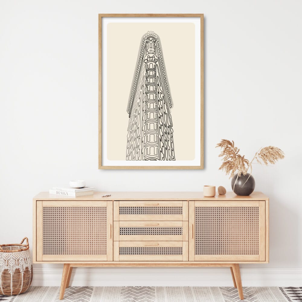 Framed Flatiron Building Wall Art for Hallway - Portrait Framed Flatiron Building Wall Art for Hallway - Portrait