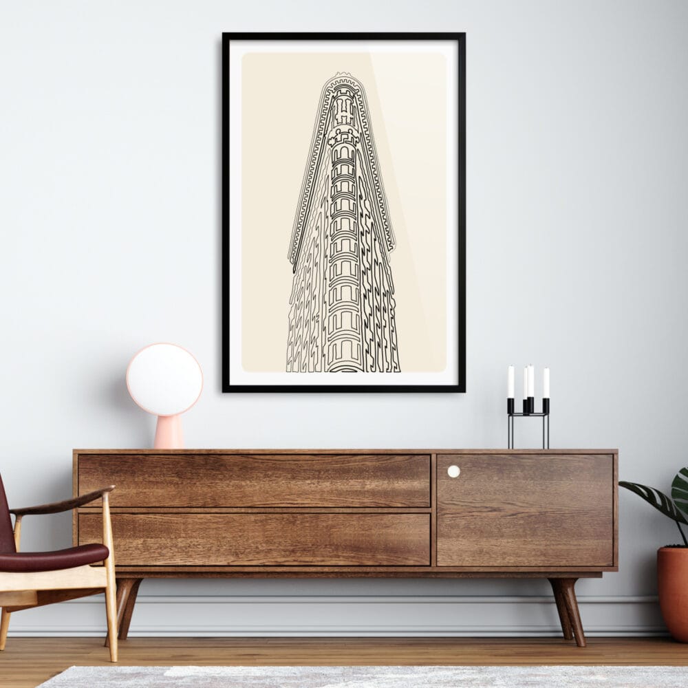 Framed Flatiron Building Wall Art for Kitchen - Portrait Framed Flatiron Building Wall Art for Kitchen - Portrait