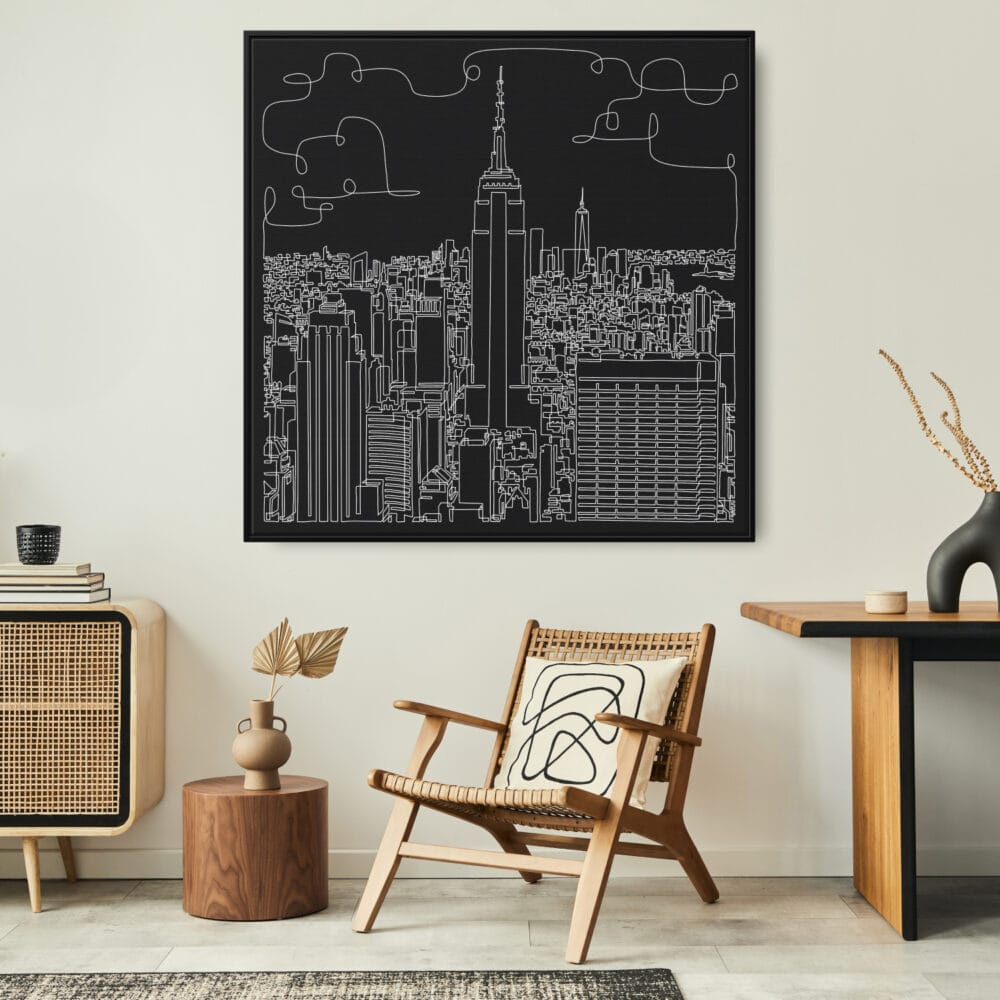 Framed NYC Canvas Wall Art - Square - Lounge Chair - Dark Framed NYC Canvas Wall Art - Square - Lounge Chair - Dark
