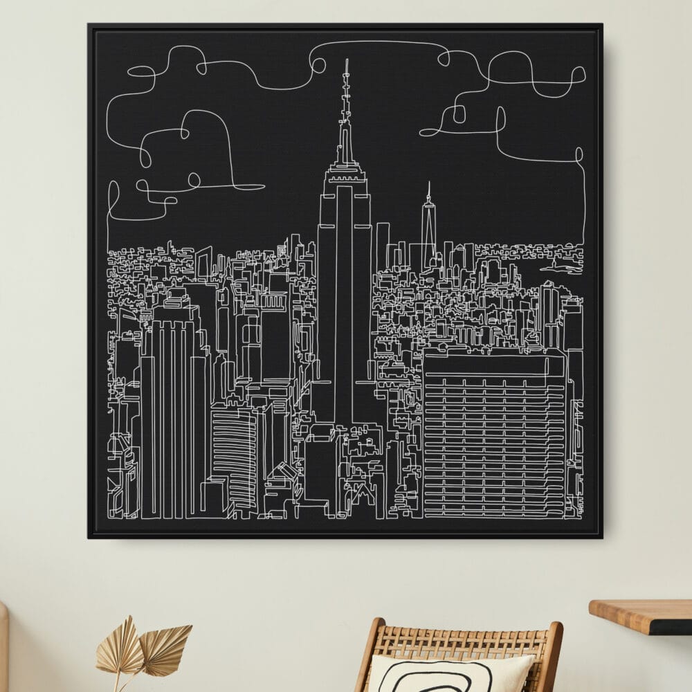 Framed New York Canvas Wall Art - Square - Main - Dark