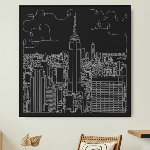 Framed New York Canvas Wall Art - Square - Main - Dark