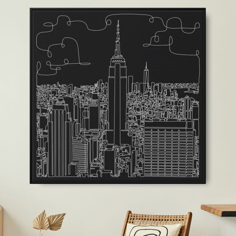 Framed New York Canvas Wall Art - Square - Main - Dark