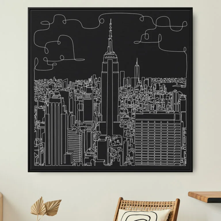 Framed New York Canvas Wall Art - Square - Main - Dark