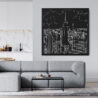 Framed New York Canvas Wall Art - Square - Modern Living Room - Dark