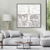 Framed New York Canvas Wall Art - Square - Modern Living Room - Light