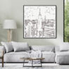 Framed New York Canvas Wall Art - Square - Modern Living Room - Light