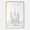 Framed Salt Lake Temple Art print - Portrait - Main