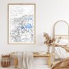 Framed Santorini Greece Wall Art - Bedroom - Portrait