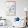 Framed Santorini Greece Wall Art - Reading Nook