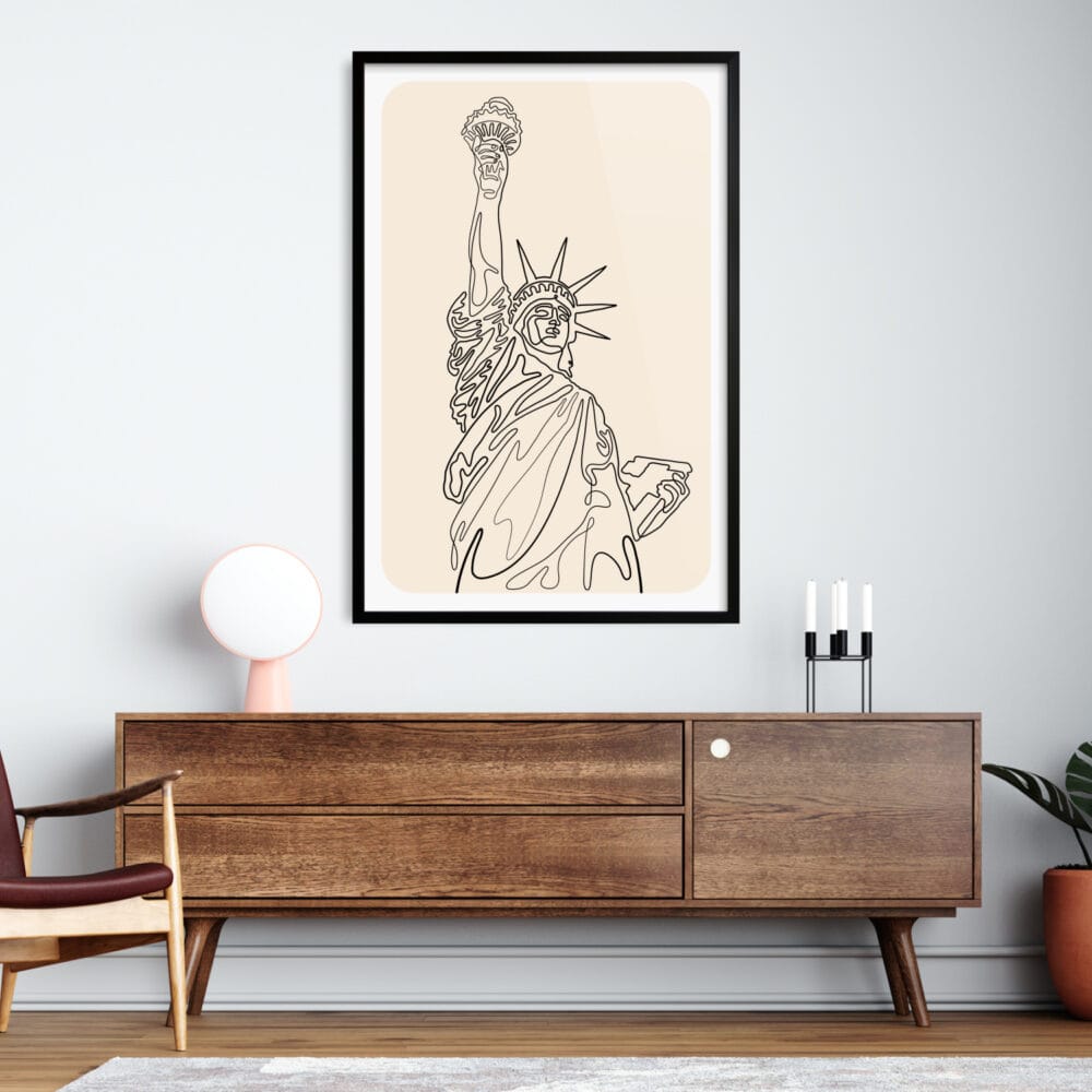 Framed Statue of Liberty Wall Art - Living Room - Portrait Framed Statue of Liberty Wall Art - Living Room - Portrait