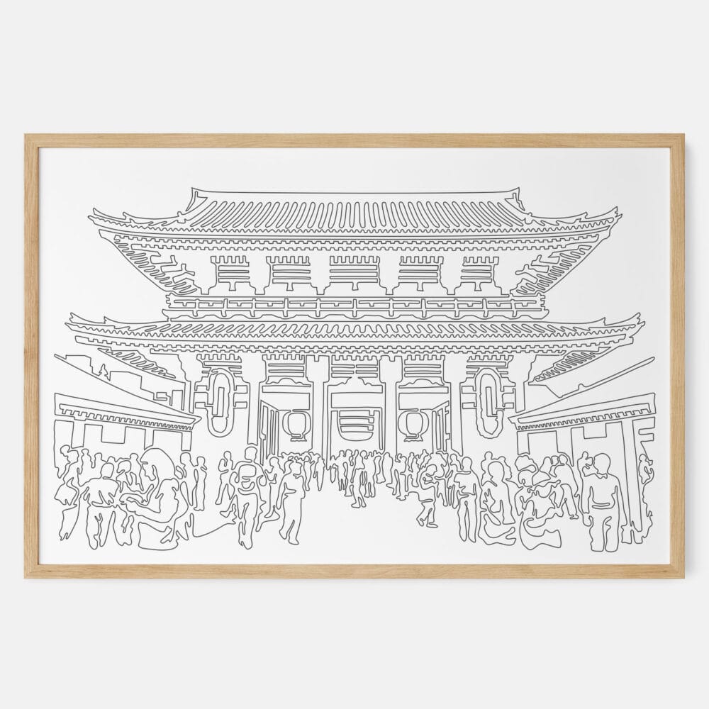 Framed Tokyo Asakusa Temple Art print - Landscape - Main