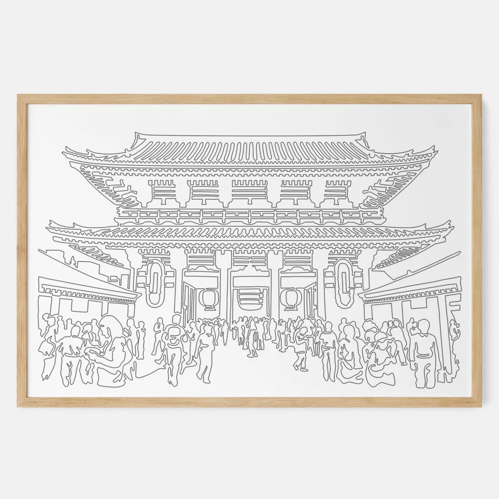 Framed Tokyo Asakusa Temple Art print - Landscape - Main Framed Tokyo Asakusa Temple Art print - Landscape - Main