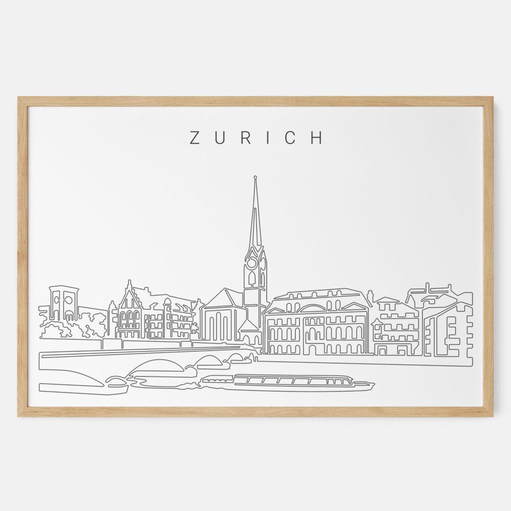 Framed Zurich Limma river Art print - Landscape - Main