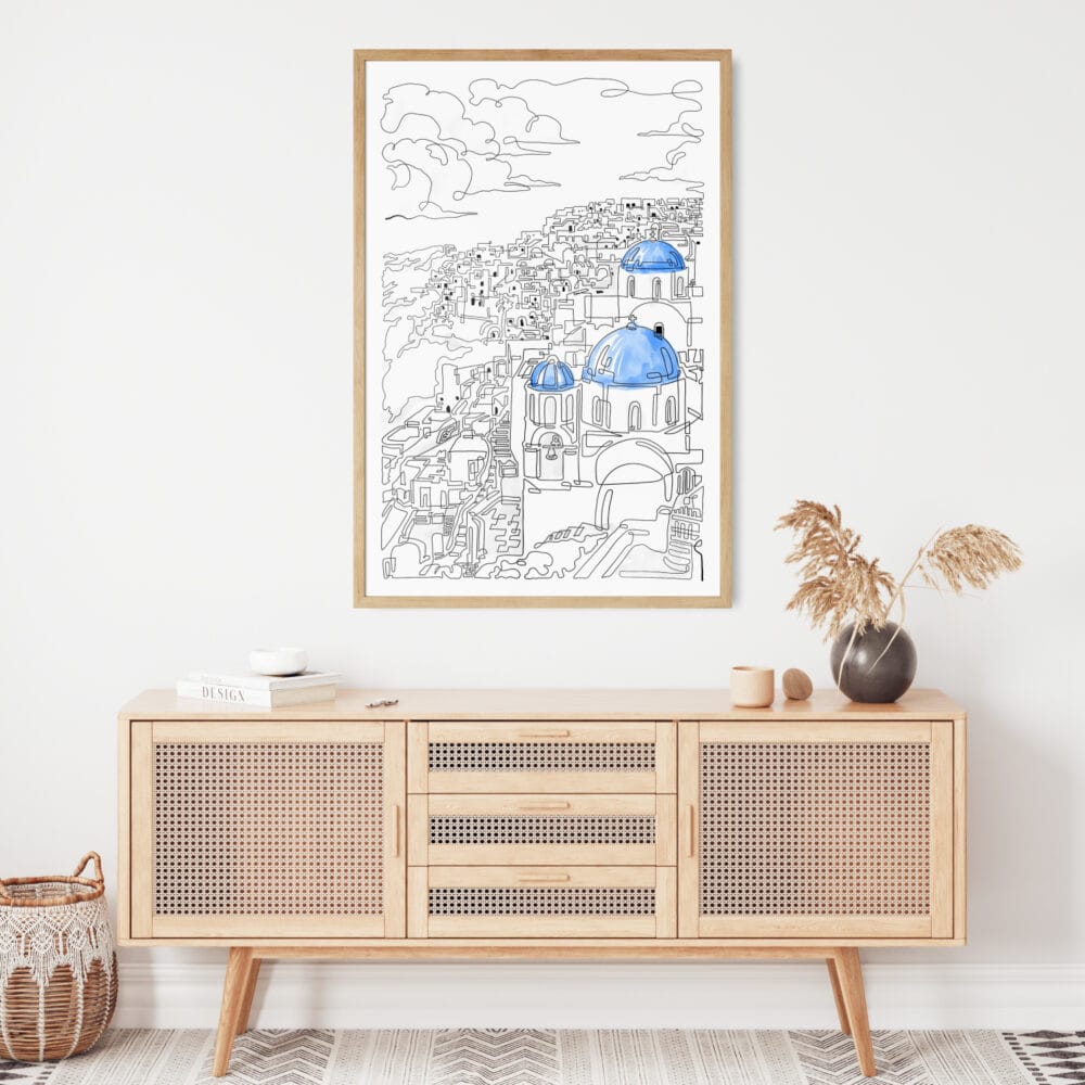 Santorini Art Print - Living Room Santorini Art Print - Living Room