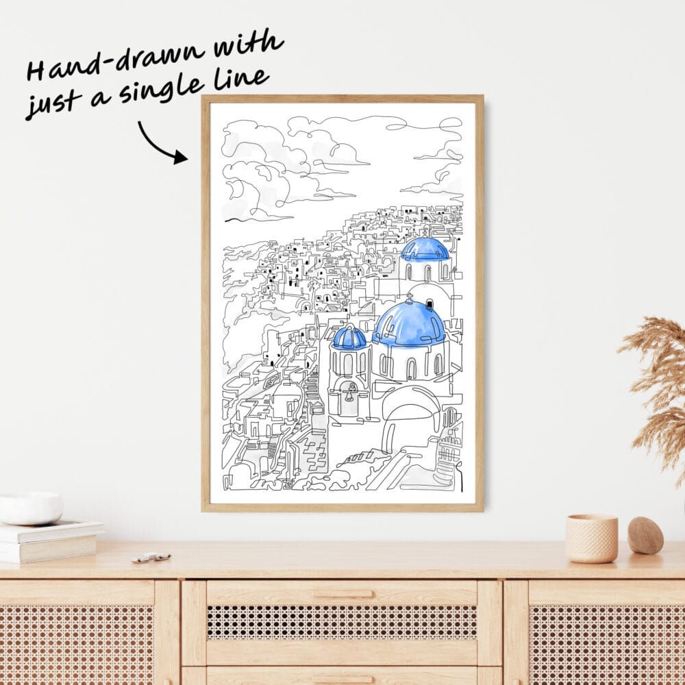 Santorini One Line Drawing Santorini One Line Drawing