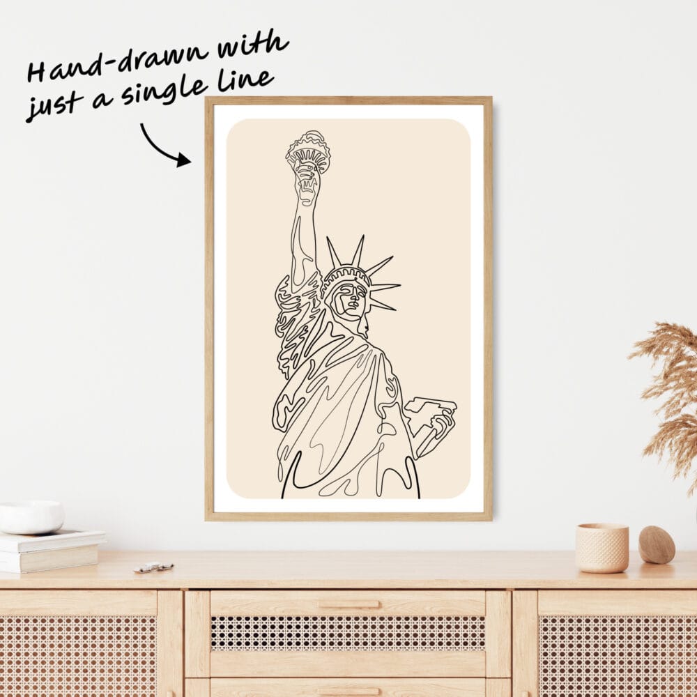 Statue of Liberty One Line Drawing Statue of Liberty One Line Drawing